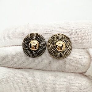 18k Gold Plated Silver Textured Disc Stud Earrings from Bali!